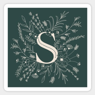 Botanical Letter S (Forest Green) Magnet